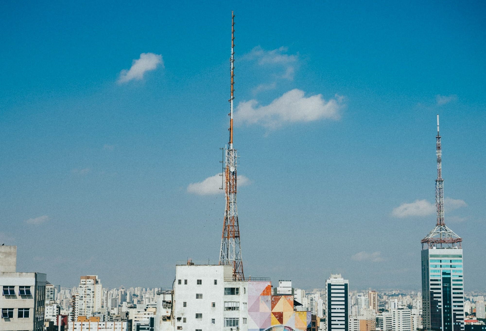 Blue sky above a city in Brazil